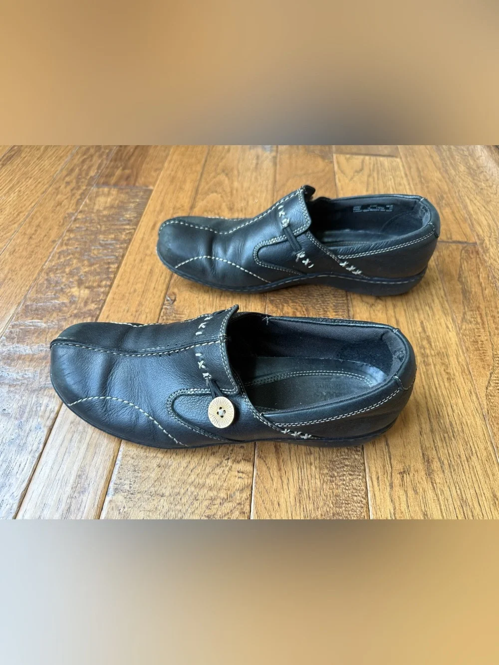 Clark leather black slip-on shoes